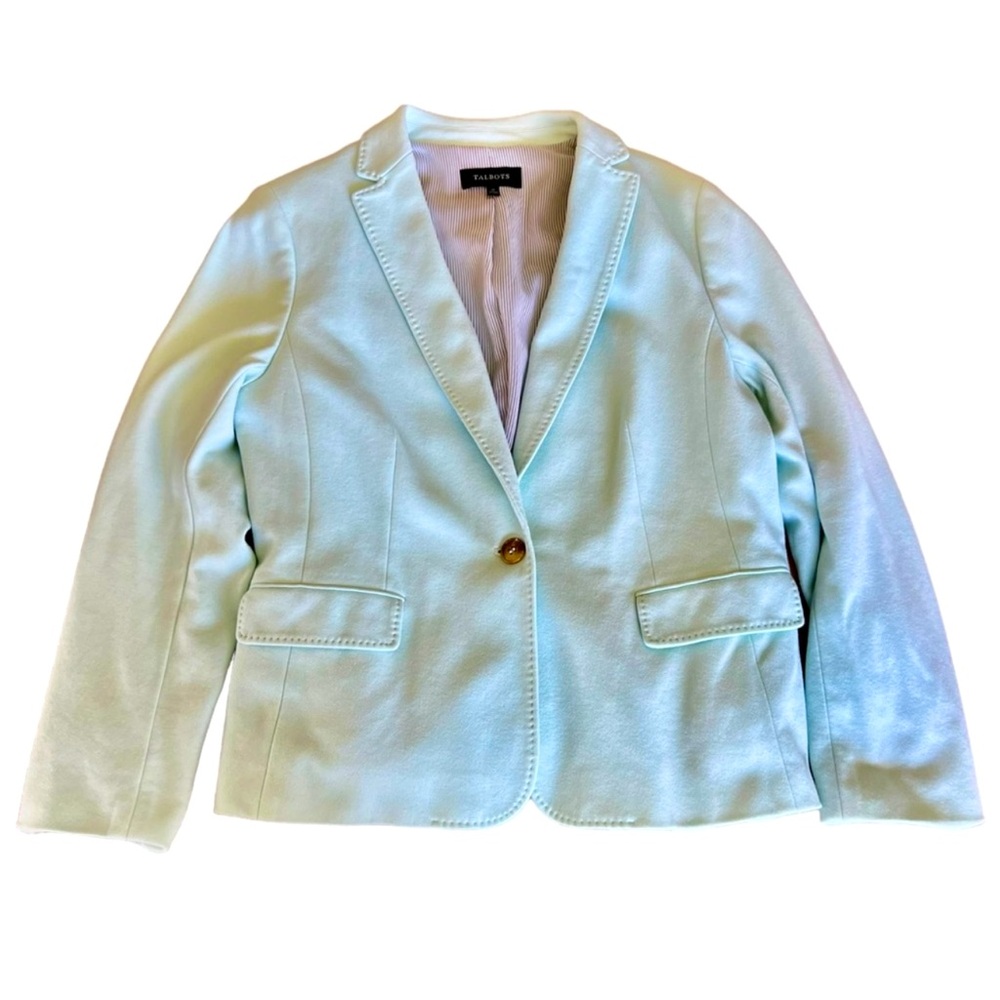 Talbots woman’s light mint green Cotton blend blazer‎ size 16